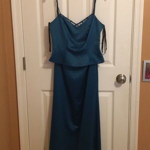 Turquoise 2 piece prom dress